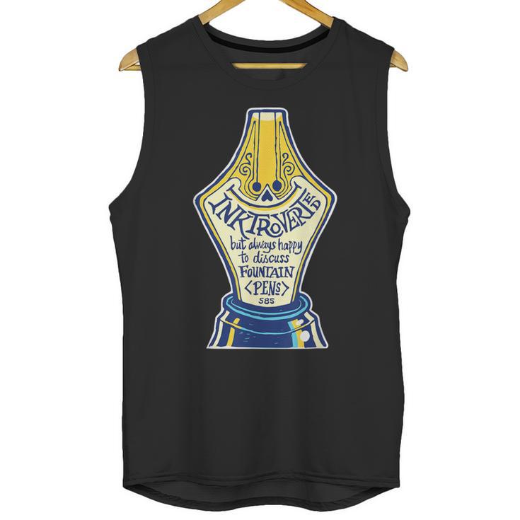 Introverted Fountain Pen Enthusiast Smiling Face Unisex Tank Top