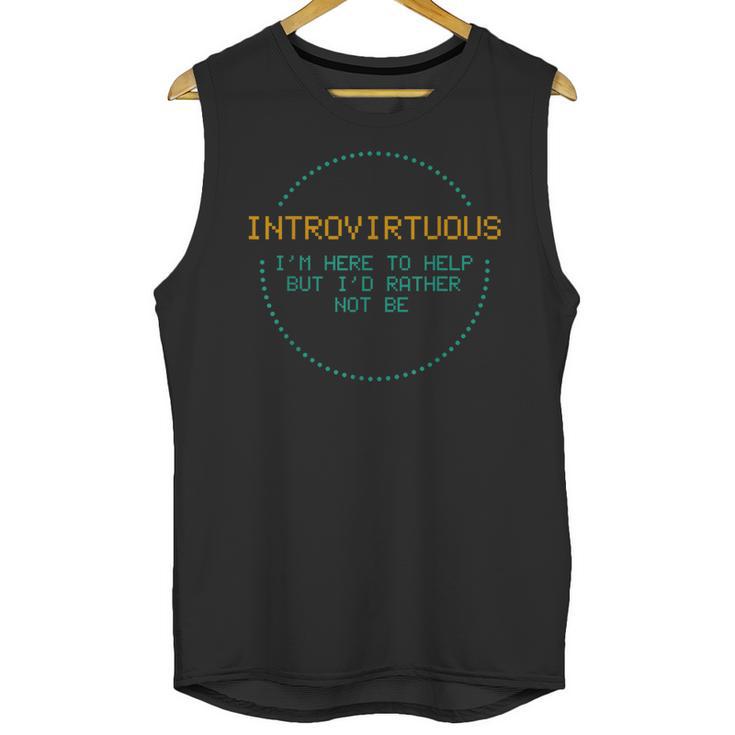 Introvirtuous Retro Pixel Funny Introvert Quote Unisex Tank Top