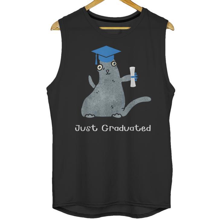 Just Graduated Cat With Graduation Cap And Diploma For Men Women Girls Kids Unisex Tank Top