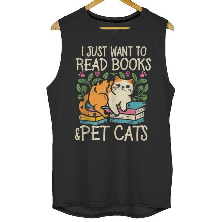 I Just Want To Read Books And Pet Cats Introvert Unisex Tank Top