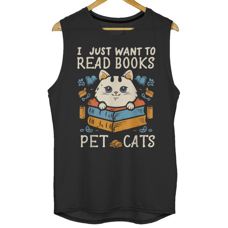 I Just Want To Read Books And Pet Cats Introvert Unisex Tank Top