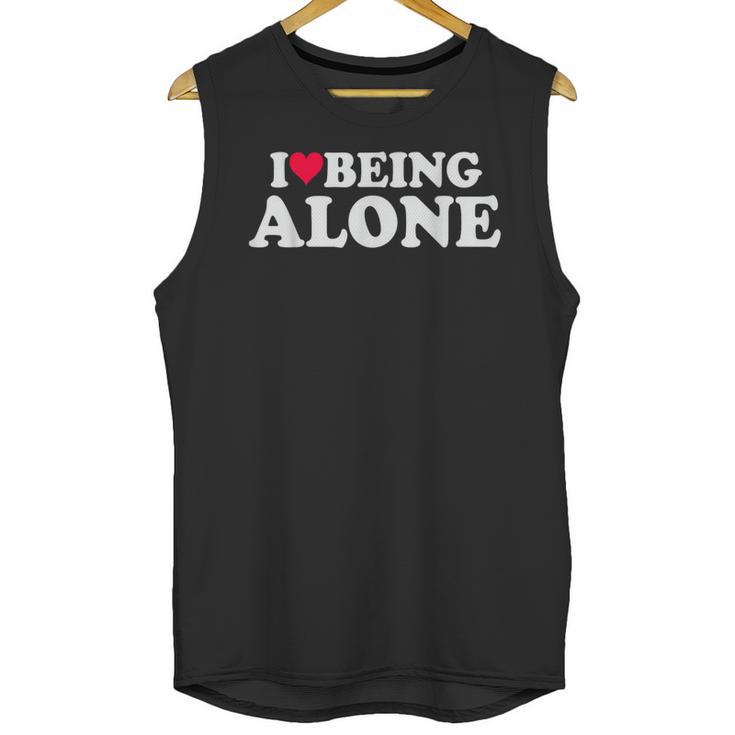 I Love Being Alone Introvert & Anxious Girl Red Heart Unisex Tank Top