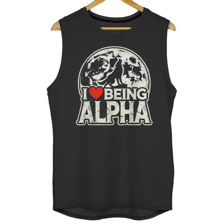 I Love Being Alpha Moonlit Wolf Meme Alpha Introvert Unisex Tank Top