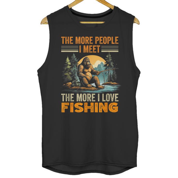 I Love Fishing Bigfoot Fisherman Introvert Sarcastic Unisex Tank Top