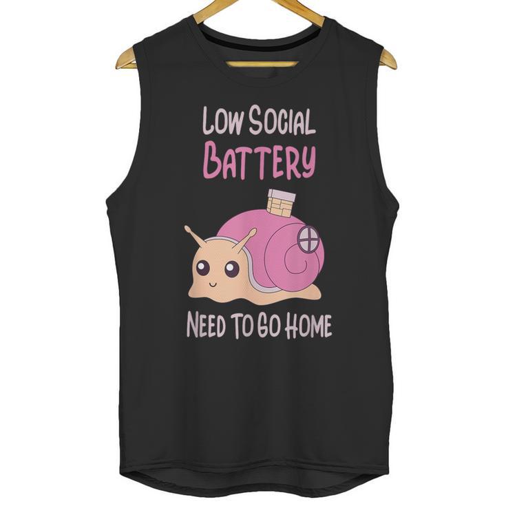 Low Social Battery Cute Snail With House Introvert Cozy Home Unisex Tank Top