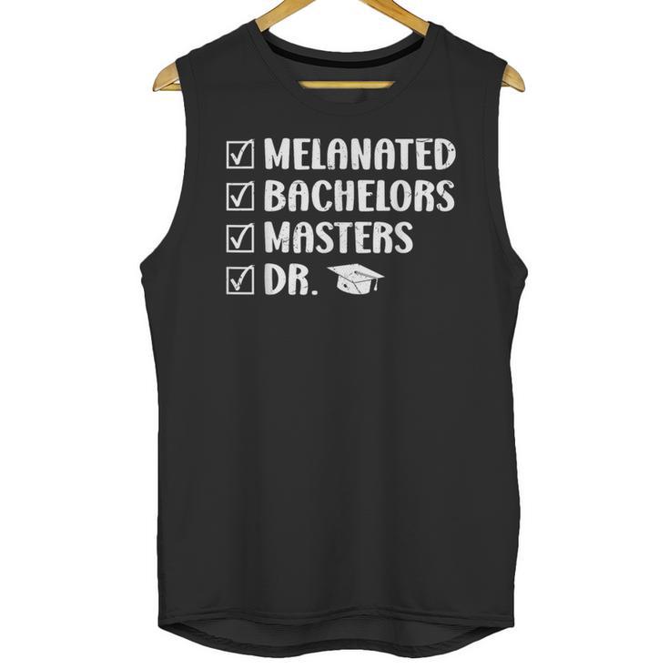 MELANATED BACHELORS MASTERS DR Doctor Graduation Unisex Tank Top
