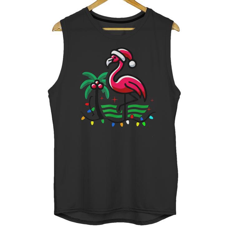 Nostalgia Holiday Tees -Adult Christmas Flamingo Small Short Sleeve Crew Neck Cotton Polyester Lightweight Ribbed Cuff Winter Unisex Tank Top