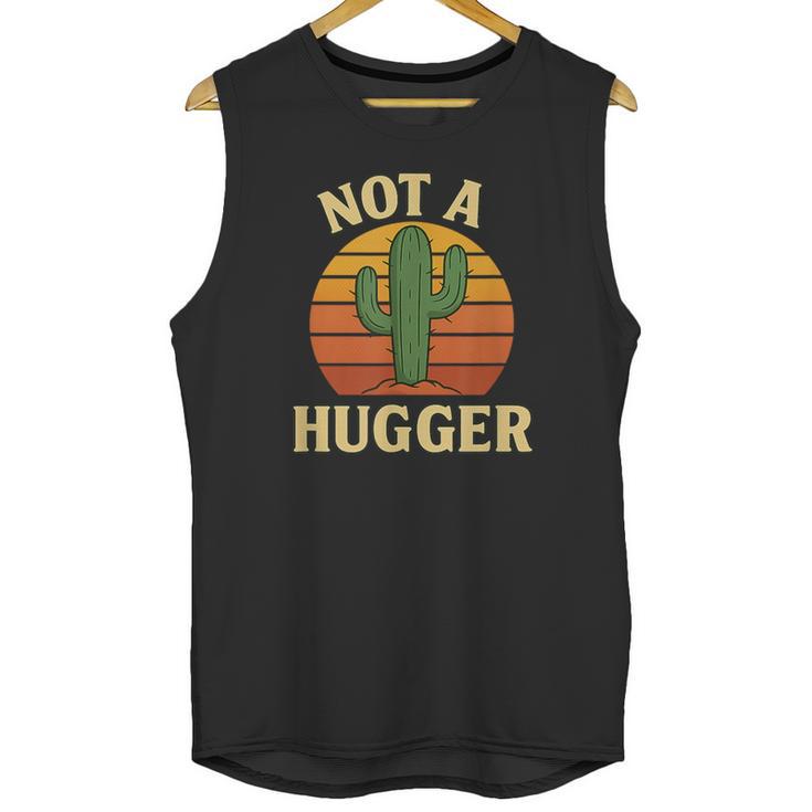 Not A Hugger Cactus Retro Sunset No Hugging Introvert Unisex Tank Top