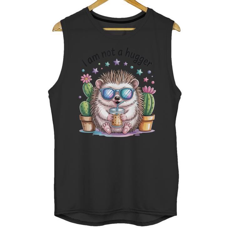 I Am Not a Hugger Introvert Hedgehog With Cactus Unisex Tank Top