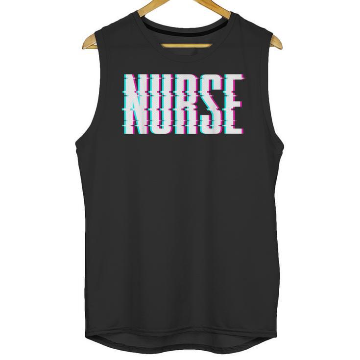 Nurse Glitch Aesthetic Graduation Nurse Glitch Graphic Art Unisex Tank Top