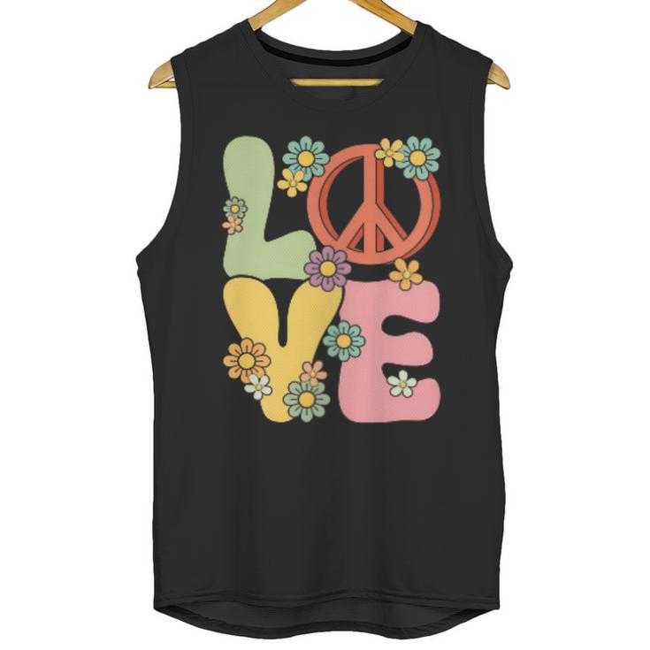 Peace Sign Love Groovy Vibes Costume Nostalgia 1980s Fashion Unisex Tank Top