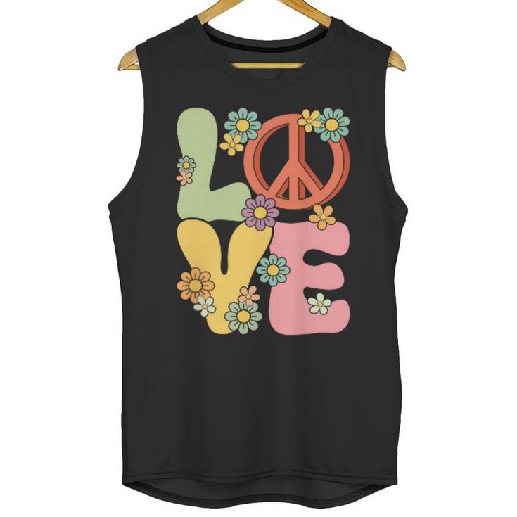 Peace Sign Love Groovy Vibes Costume Nostalgia 1980s Fashion Unisex Tank Top