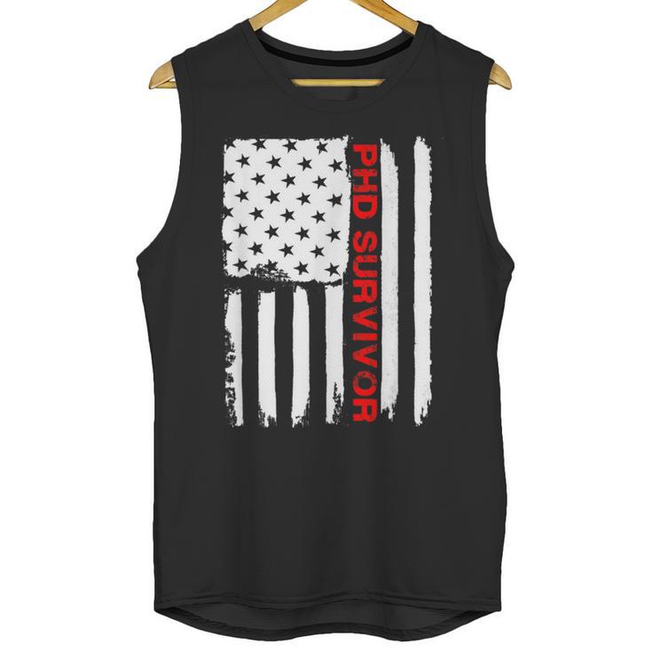 PhD Survivor Graduation American Flag Shirt Degree Tee Women Kids Men Unisex Tank Top