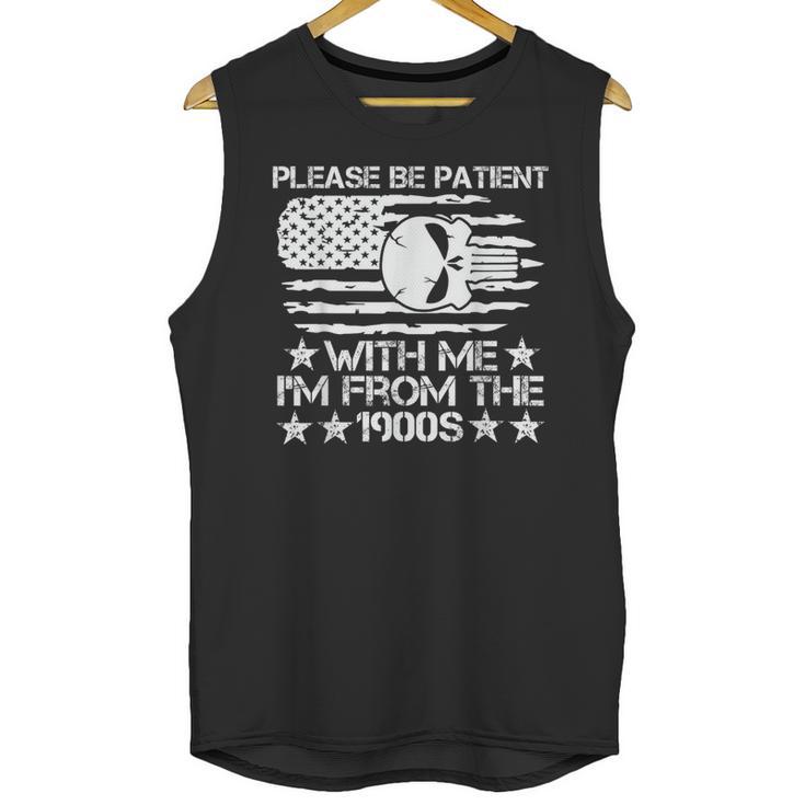 Please Be Patient With Me I'm From The 1900s USA Flag Skull Unisex Tank Top