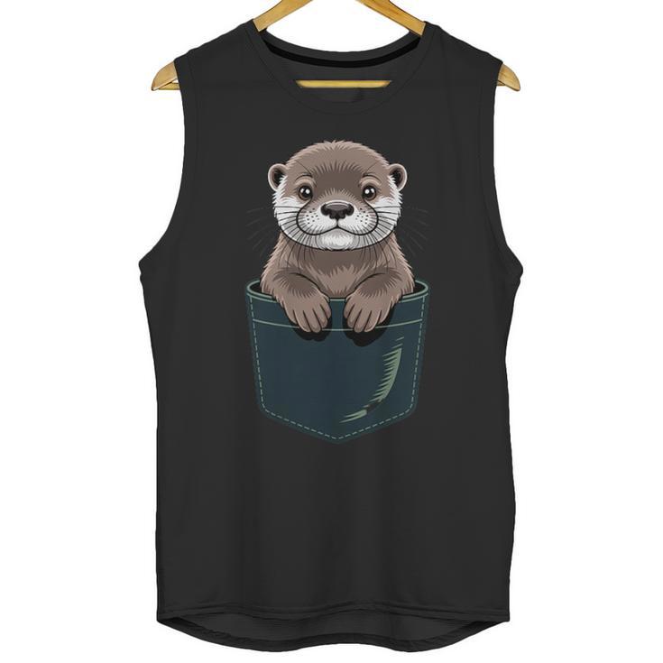 Pocket Otter Lover Introvert Cute Animal Fun Surprise Unisex Tank Top