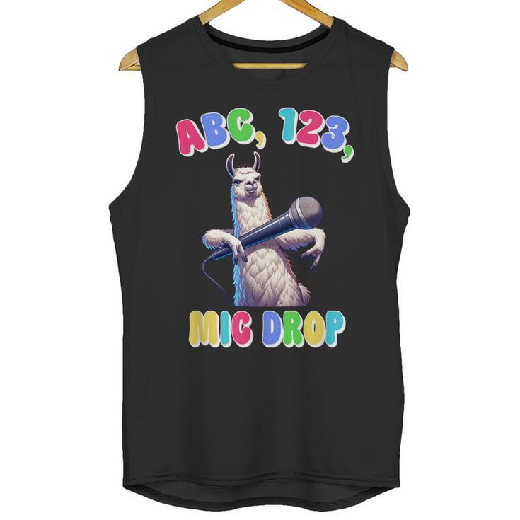 Preschool Graduate Shirt ABC 123 Mic Drop Llama Graduation Unisex Tank Top