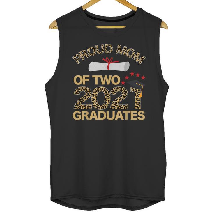 Proud Mom Of Two 2021 Graduates Twin Mama Graduation Leopard Unisex Tank Top