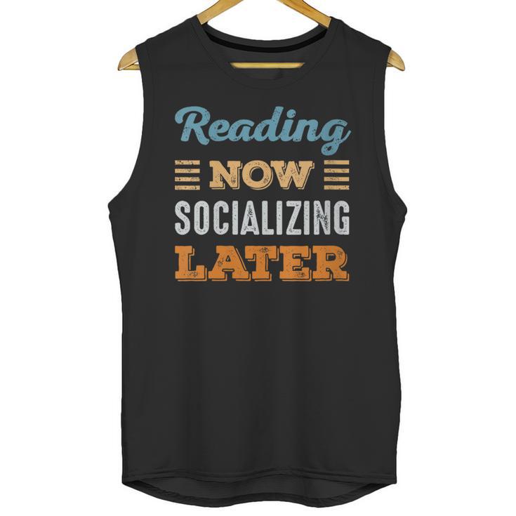 Reading Now Minimal Socializing Introvert Vintage Unisex Tank Top