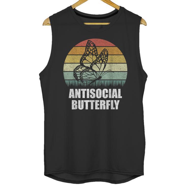 Retro Antisocial Butterfly Shirt For Introverts Unisex Tank Top
