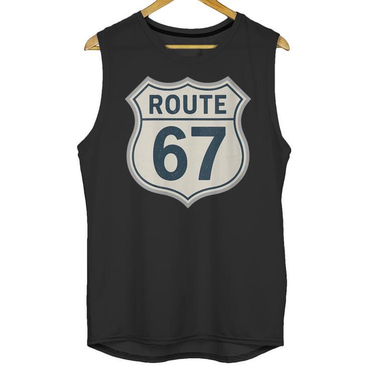 Retro Route 67 Highway Sign Vintage Road Nostalgia Unisex Tank Top