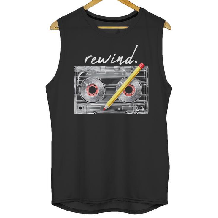Rewind Cassette Tape Nostalgia 80s 90s Retro Music Lover Unisex Tank Top