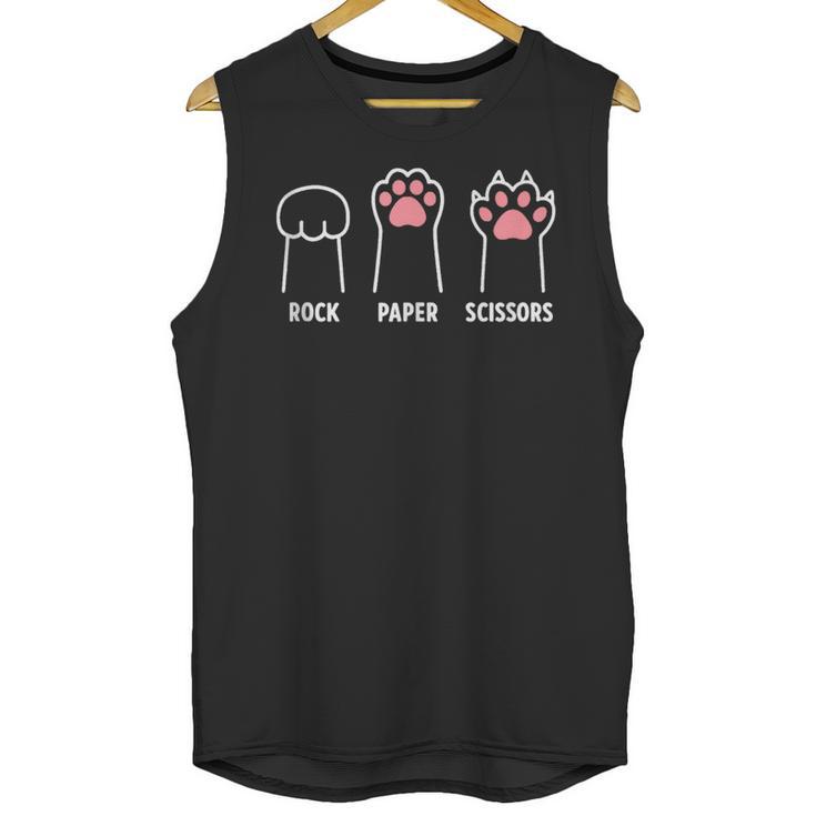 Rock Paper Scissors Hand Game Cute Paw Cat Introvert Unisex Tank Top