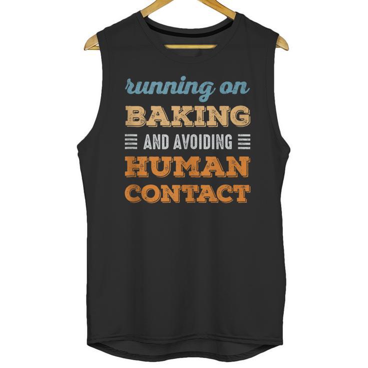 Running On Baking Social Introvert Humor Vintage Unisex Tank Top