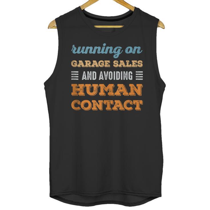 Running On Garage Sales Social Introvert Humor Vintage Unisex Tank Top