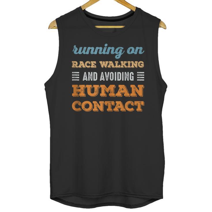 Running On Race Walking Social Introvert Humor Vintage Unisex Tank Top