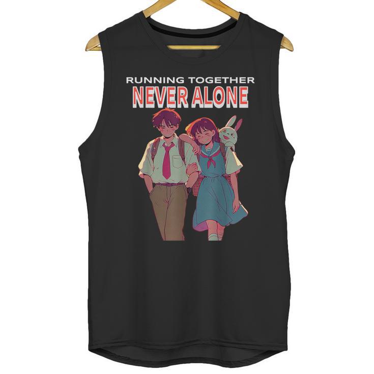 Running Together Always Connected Anime Nostalgia Message Unisex Tank Top