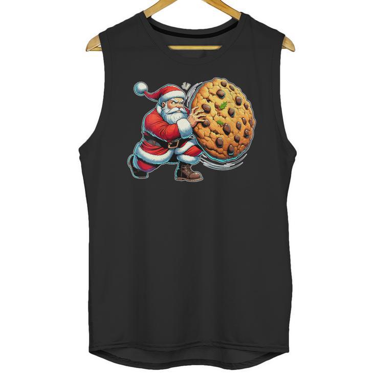Santa Holding Cookie Xmas Baker Introvert Christmas Unisex Tank Top