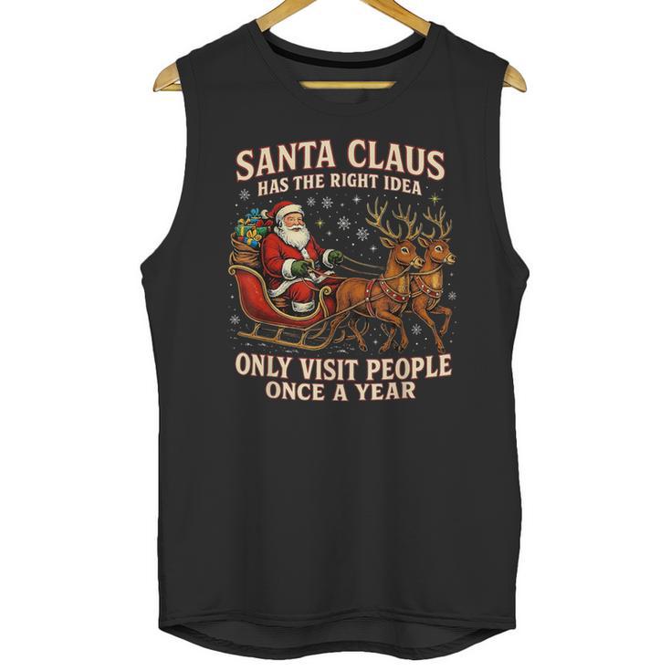 Santa Has The Right Idea Introvert Christmas Unisex Tank Top