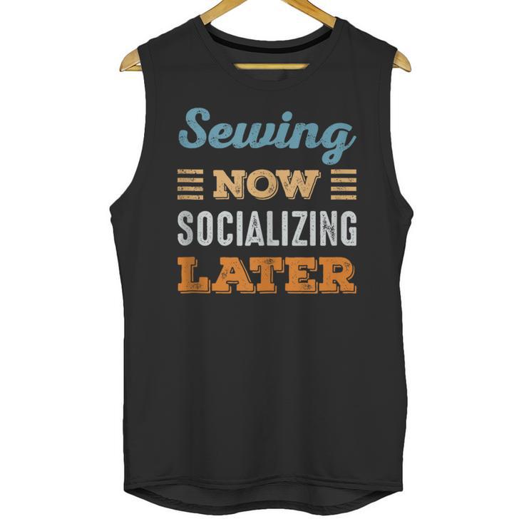 Sewing Now Minimal Socializing Introvert Vintage Unisex Tank Top