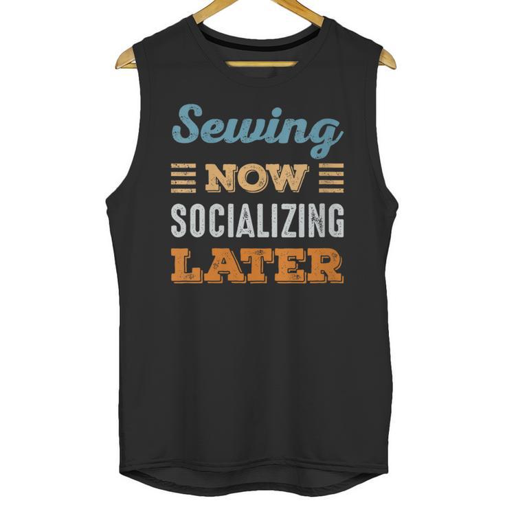 Sewing Now Minimal Socializing Introvert Vintage Unisex Tank Top