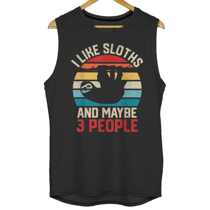 I Like Sloths And Maybe 3 People Sloth Introvert Vintage Unisex Tank Top