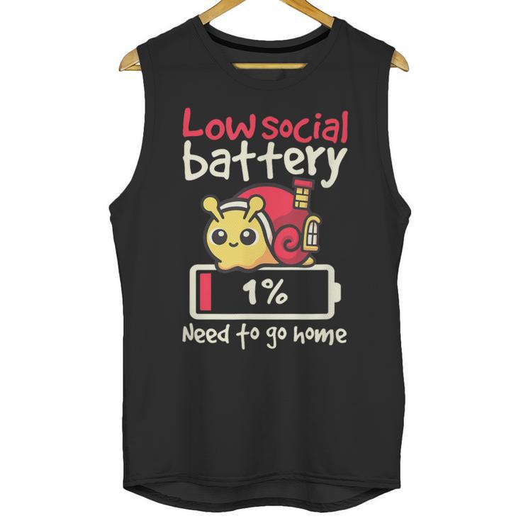 Snail Low Social Battery Need To Go Home Tee For Introvert Unisex Tank Top