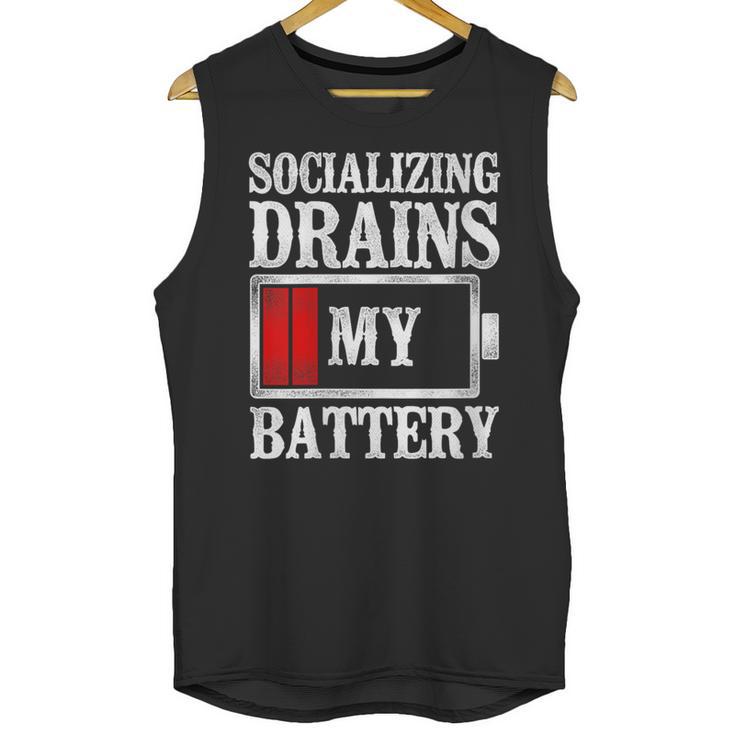 Socializing Drains My Battery Introvert Unisex Tank Top