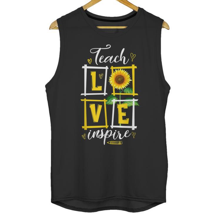 Sunflower Teach Love Inspire Cool Graduation Teacher School Unisex Tank Top