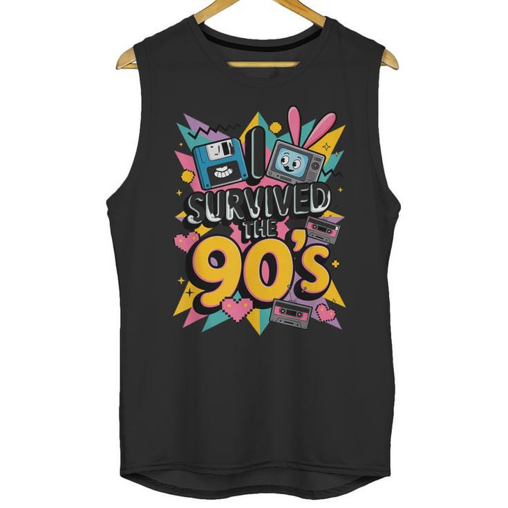 I Survived The 90s – Cute Retro Cartoon Nostalgia Unisex Tank Top
