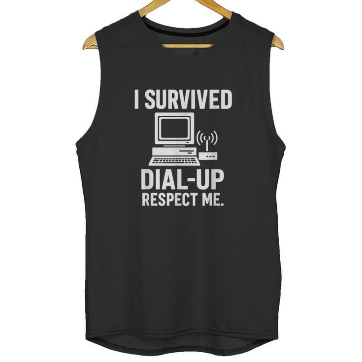 I Survived Dial-Up Internet – Retro 90s Nostalgia Unisex Tank Top