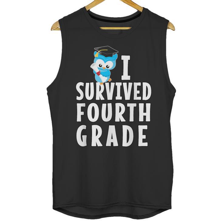 I Survived Fourth Grade Graduation Kids Owl Grad Unisex Tank Top