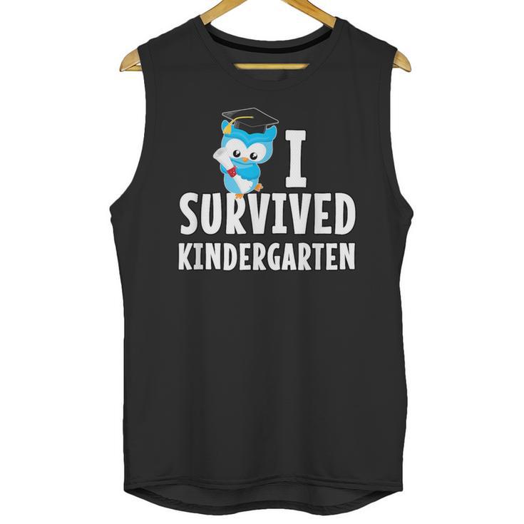 I Survived Kindergarten Graduation Kids Owl Grad Unisex Tank Top