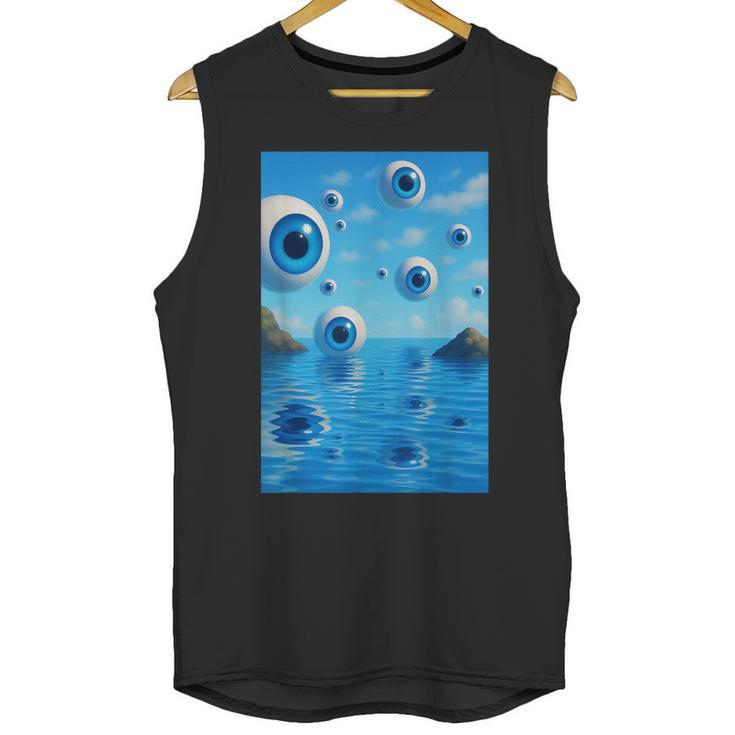 Trippy Weirdcore Frutiger Aero Surreal Eyeballs Y2K Unisex Tank Top