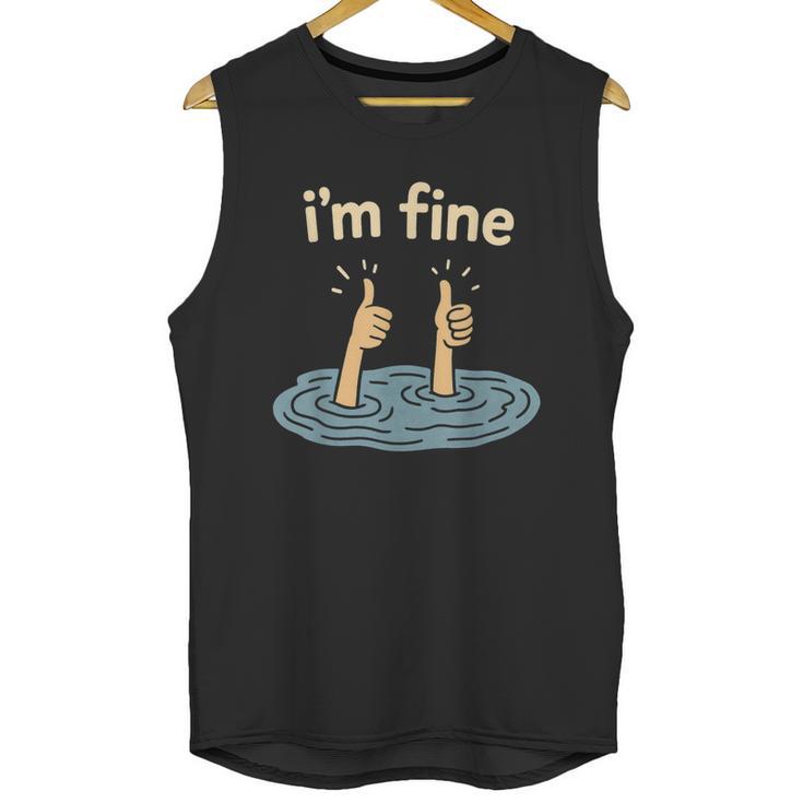 Two Thumbs Up I'm Fine Sarcastic Meme Introvert Humor Unisex Tank Top