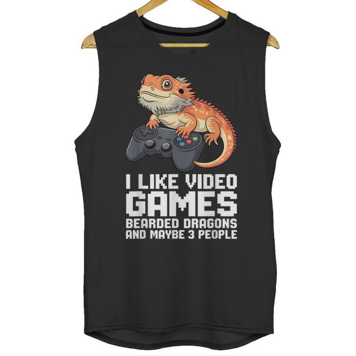 I Like Video Games Bearded Dragon Gamer Introvert Mood Unisex Tank Top