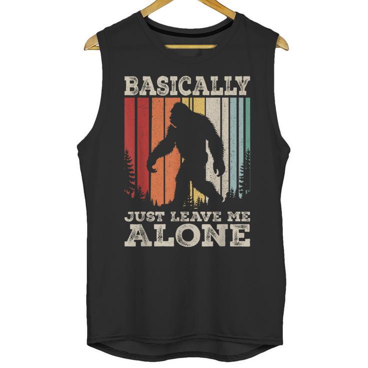 Vintage Basically Just Leave Me Alone Bigfoot Introverts Unisex Tank Top