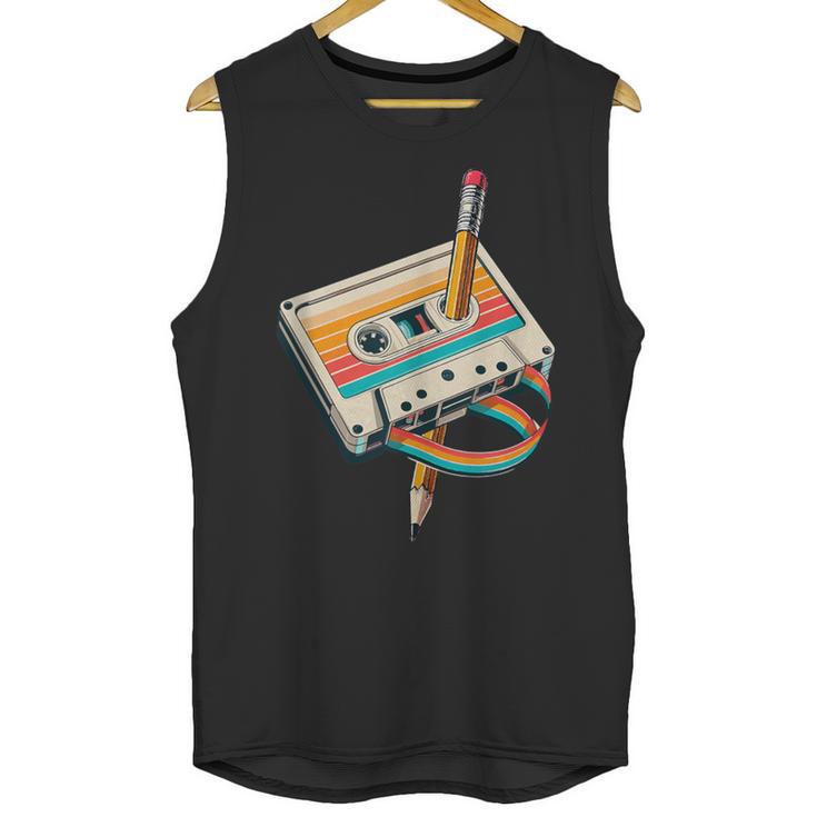 Vintage Pencil Rewind Cassette Tape Nostalgia Party 80s 90s Unisex Tank Top