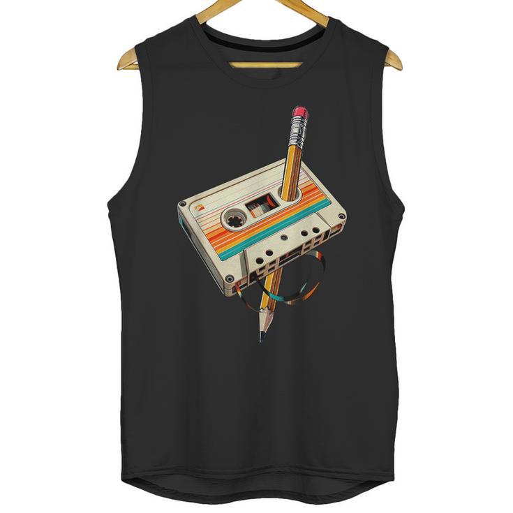 Vintage Pencil Rewind Cassette Tape Nostalgia Party 80s 90s Unisex Tank Top