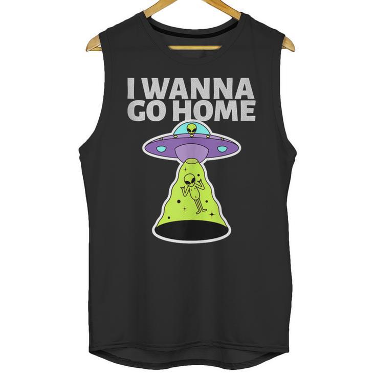 I Wanna Go Home Introvert UFO UAP Flying Saucer Trippy Alien Unisex Tank Top