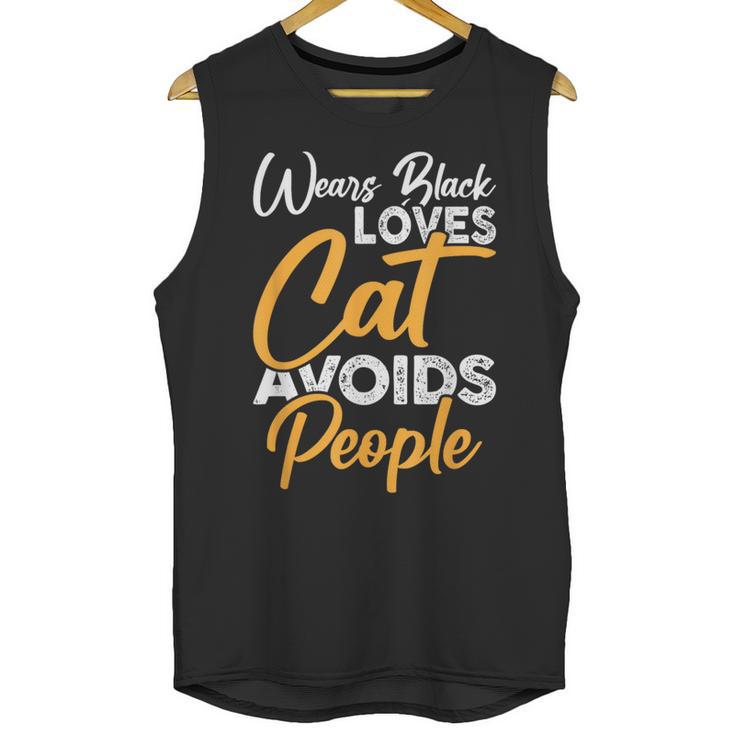 Wears Loves Cats Avoids People I Introvert Unisex Tank Top